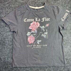Como La Flor Recycled Threads T-Shirt Women M Gray Selena Graphic Short Sleeve